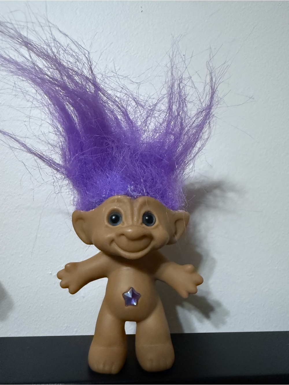 Vintage Ace Novelty Treasure Troll Purple Hair Purple Gem 1990s
